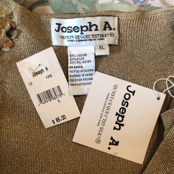 Vtg JOSEPH A Paris-Lisbon-NY sz XL Metallic Topper Elegant Netting Sequin NEW - Picture 8 of 17